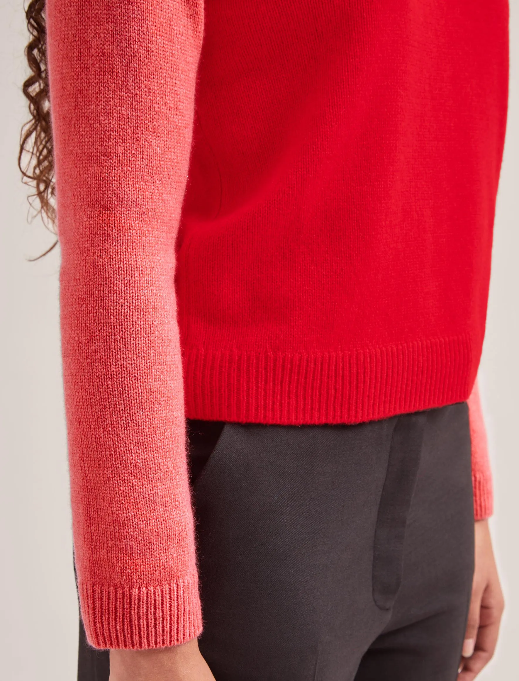 Drew Cashmere Jumper - Red Pink Colourblock