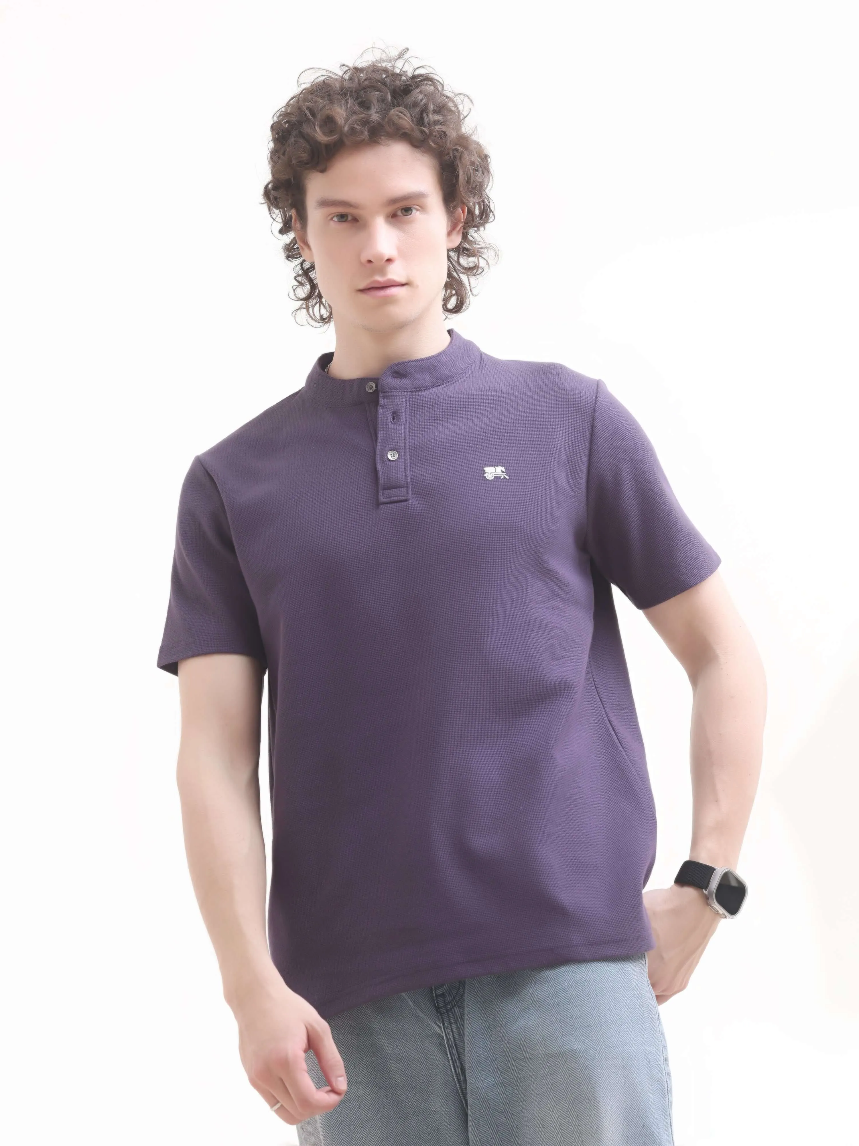 Dusky Purple Henley T-shirt