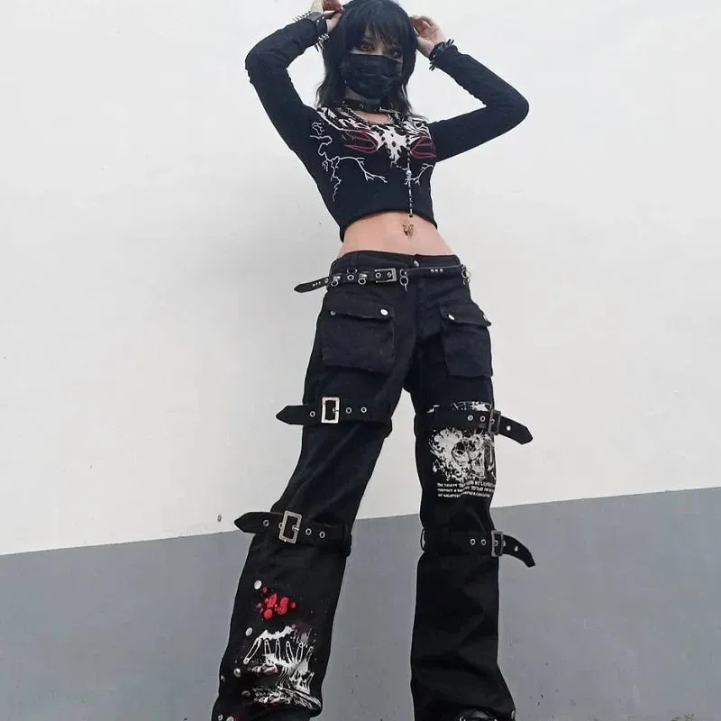 E-girl Cargo Black Halloween Pants