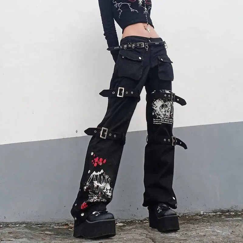 E-girl Cargo Black Halloween Pants