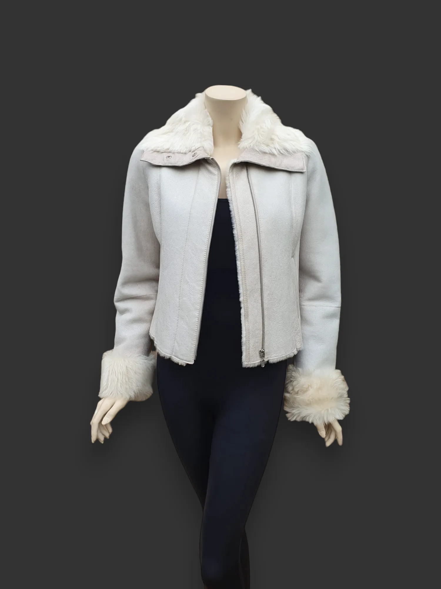 Eggshell Shearling Jacket -Medium