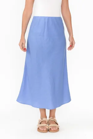 Eleni Blue Linen Blend Skirt