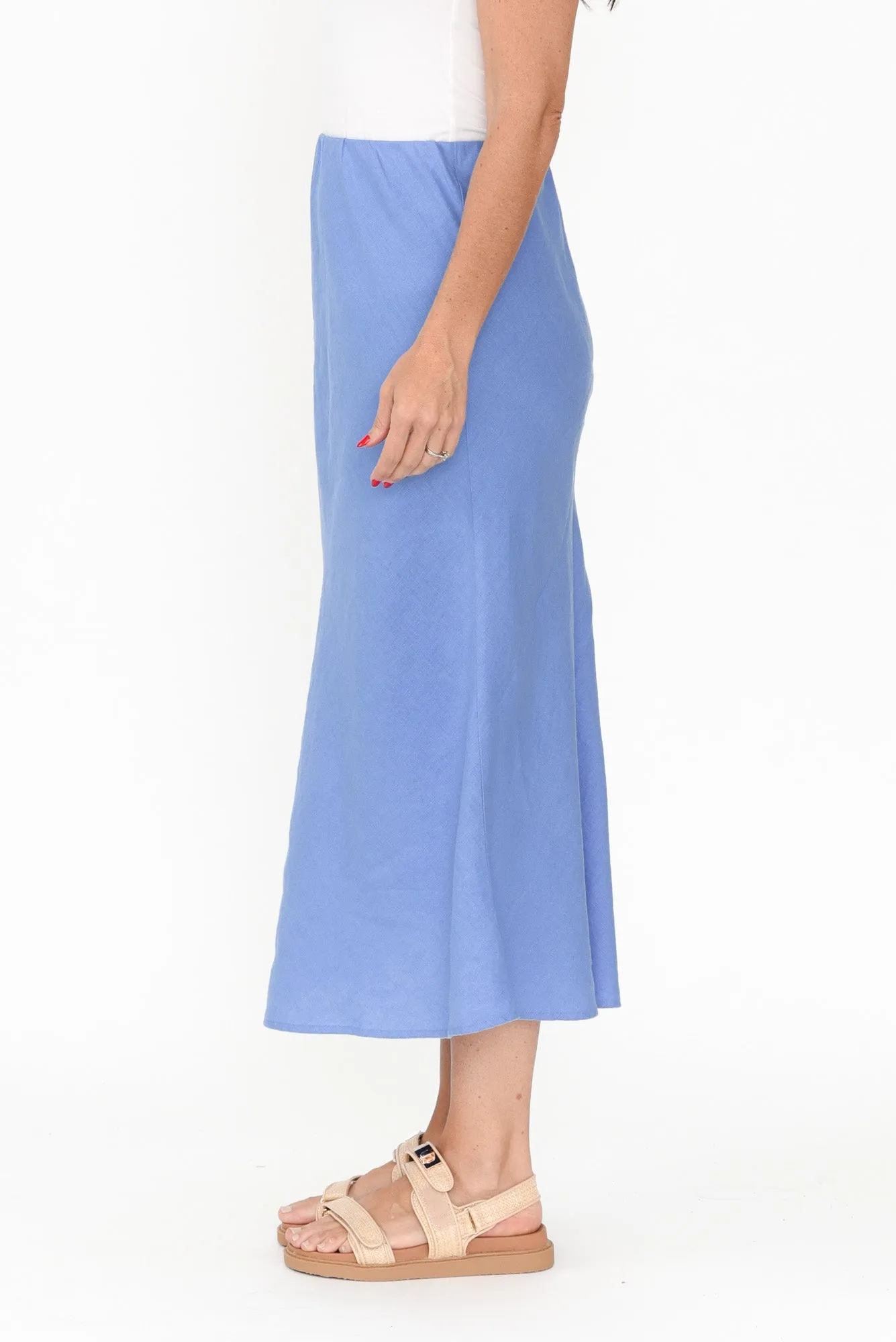 Eleni Blue Linen Blend Skirt