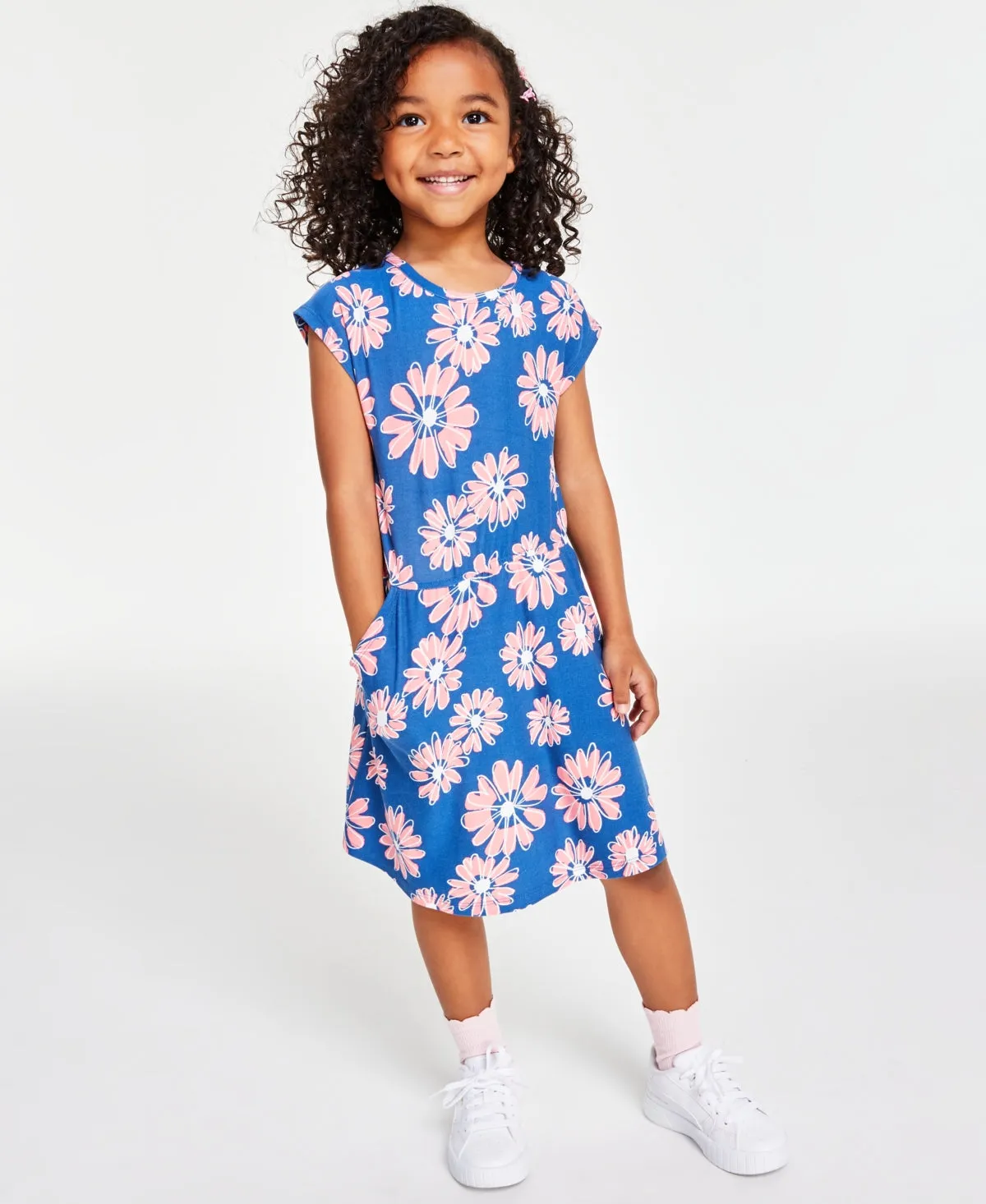 Epic Threads Floral-Print Dress with Pockets- Tropic Blue