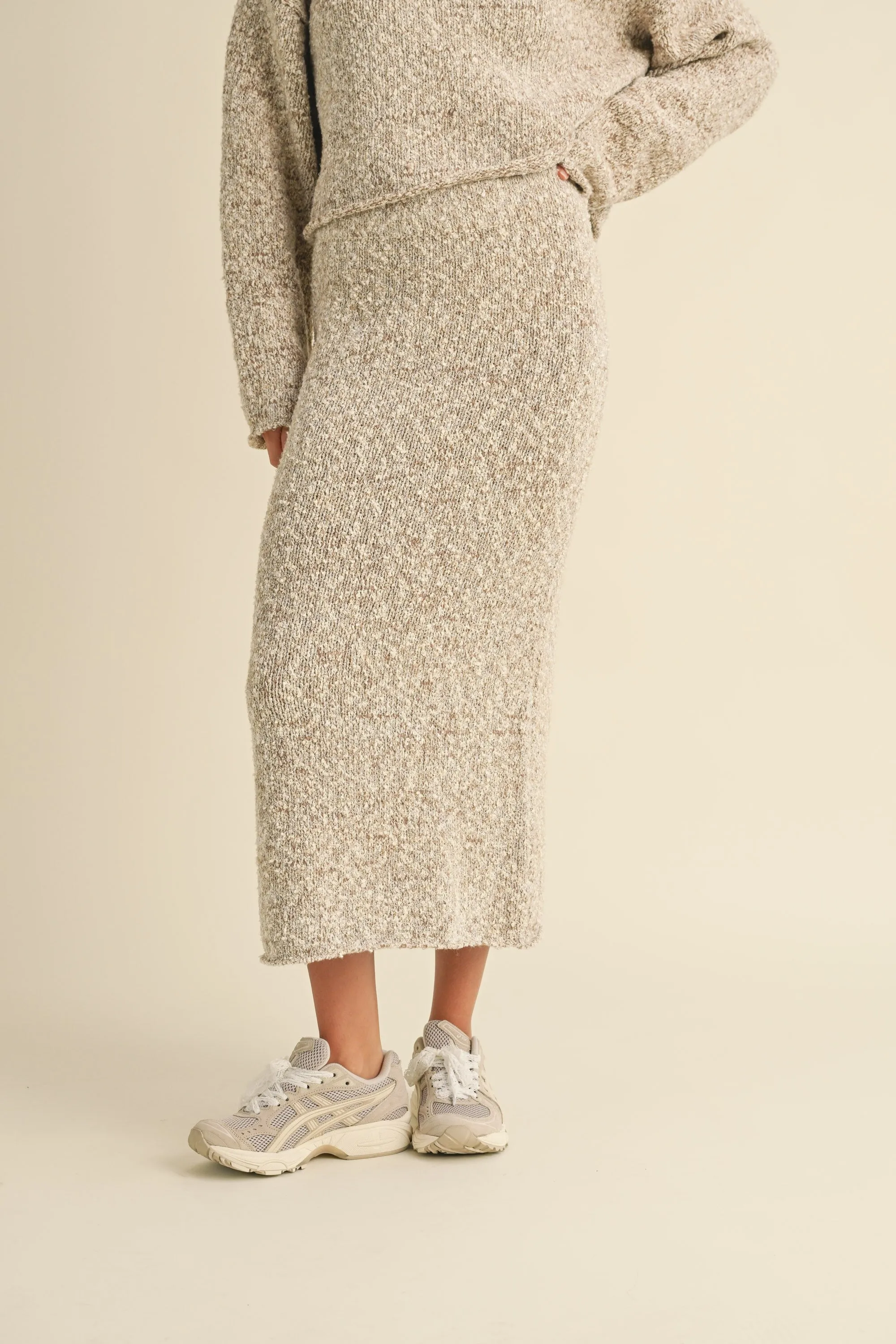 Falling For You Knit Skirt - Cream/Tan