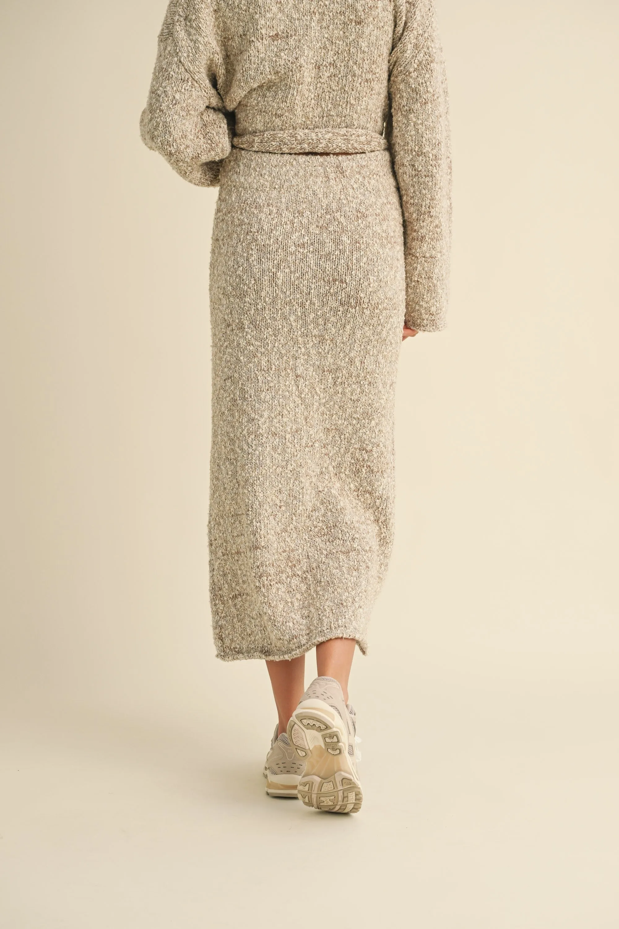 Falling For You Knit Skirt - Cream/Tan