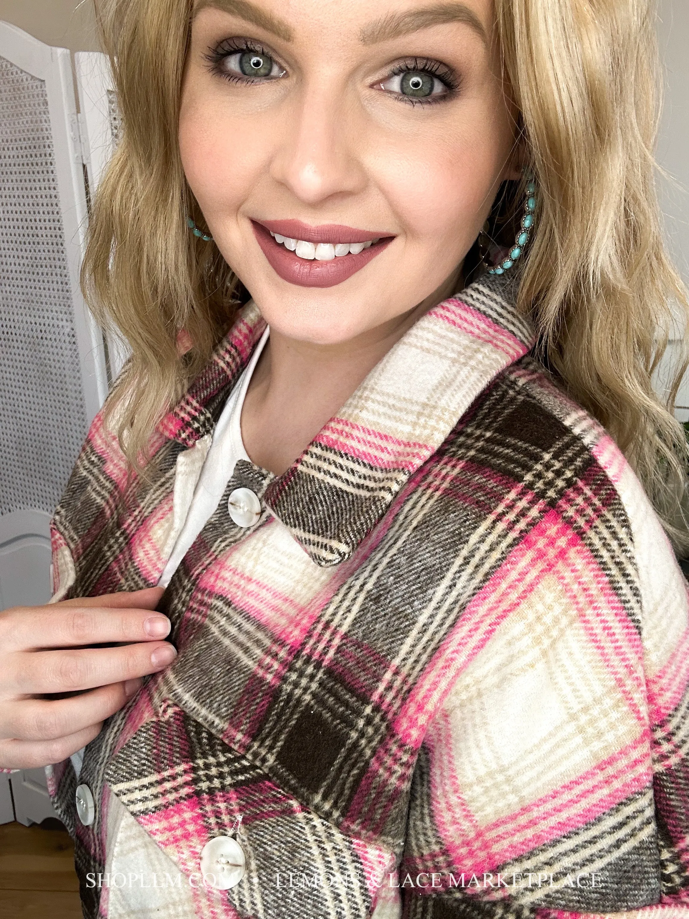 Farm Girl Daily Pink Plaid Shacket