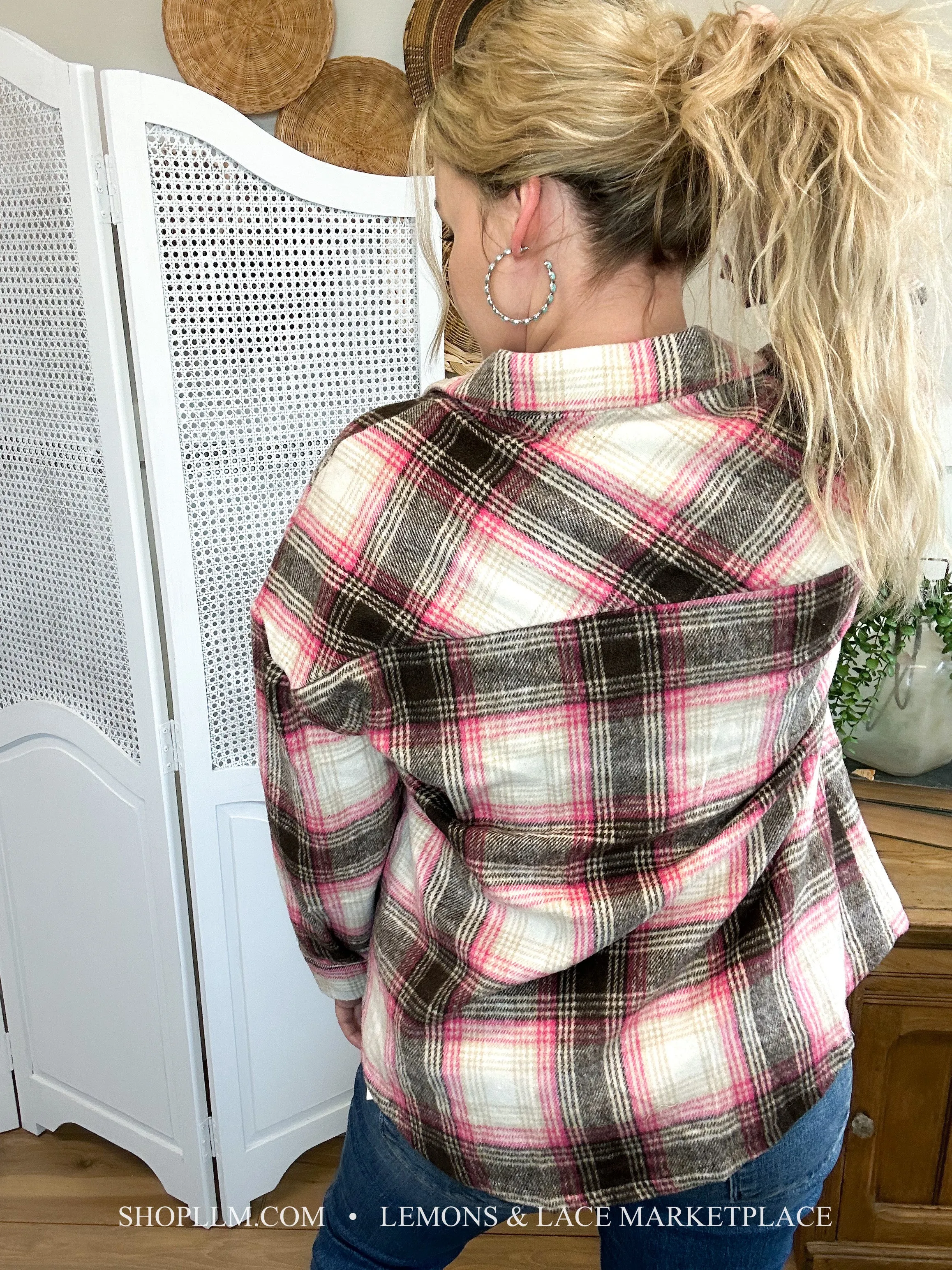 Farm Girl Daily Pink Plaid Shacket