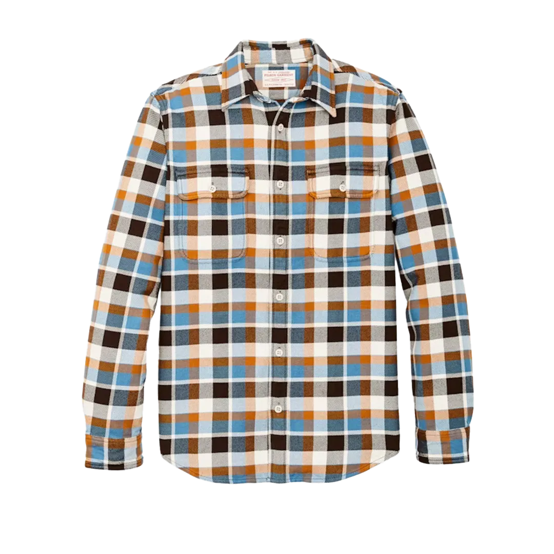 Filson - Vintage Flannel Work Shirt - Brown/Cream/Ochre/Blue Plaid