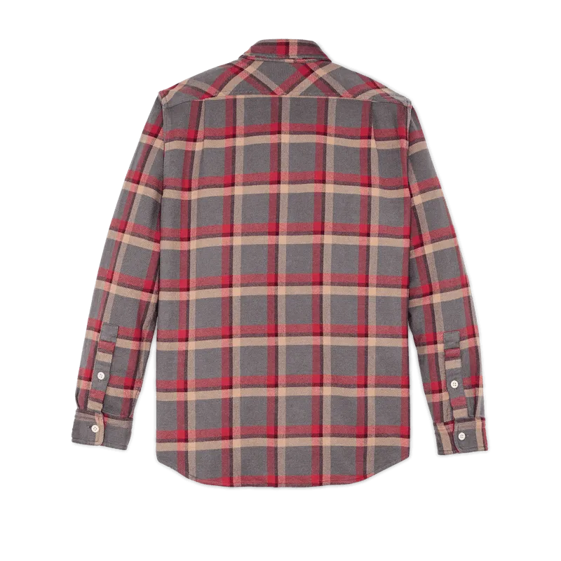 Filson Vintage Flannel Work Shirt in Gray Red Multi Plaid