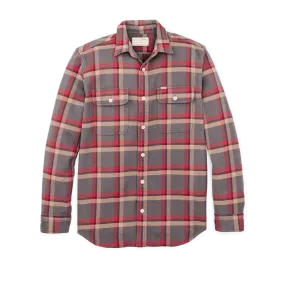 Filson Vintage Flannel Work Shirt in Gray Red Multi Plaid