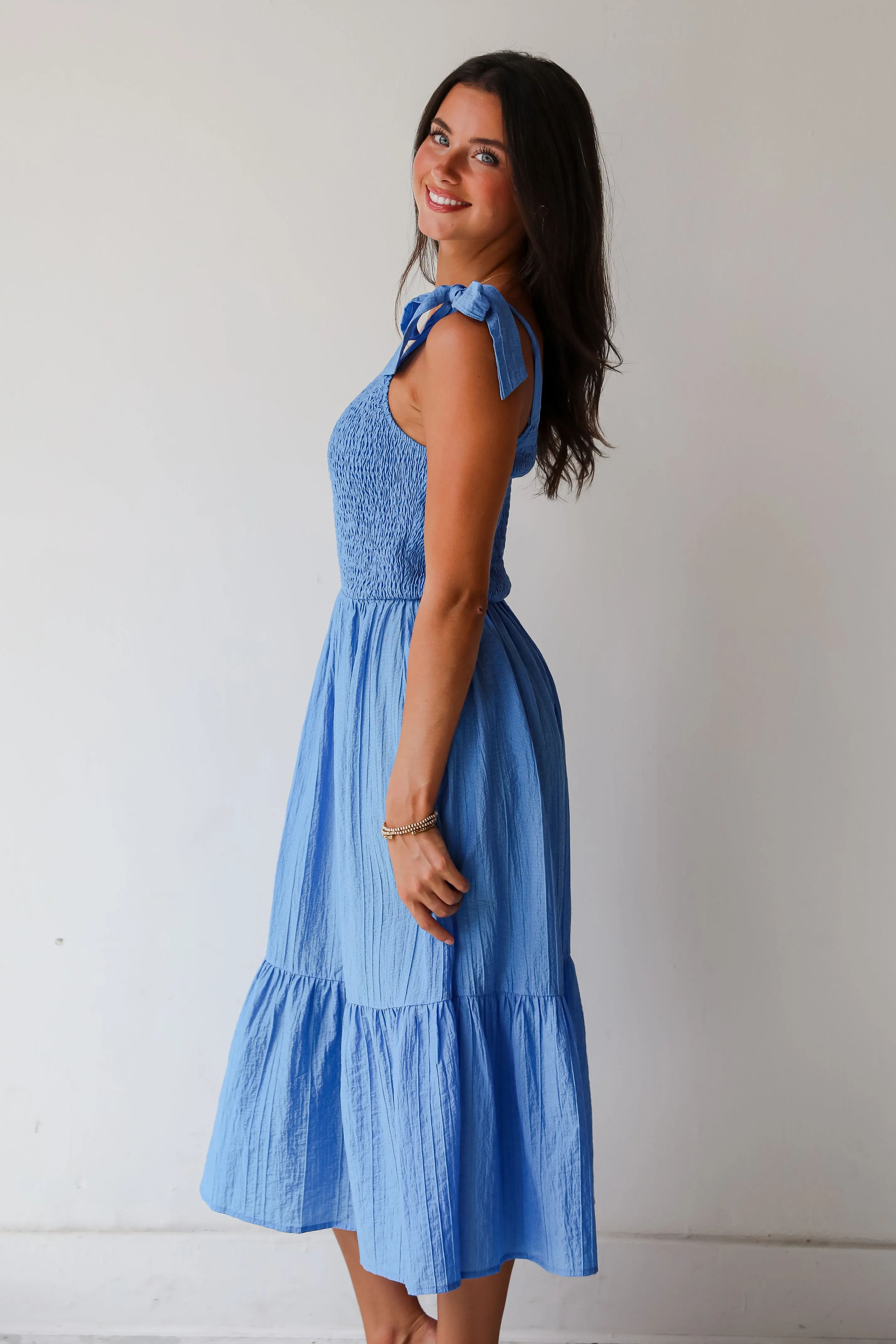 FINAL SALE - Dedicated To Glamour Blue One-Shoulder Midi Dress