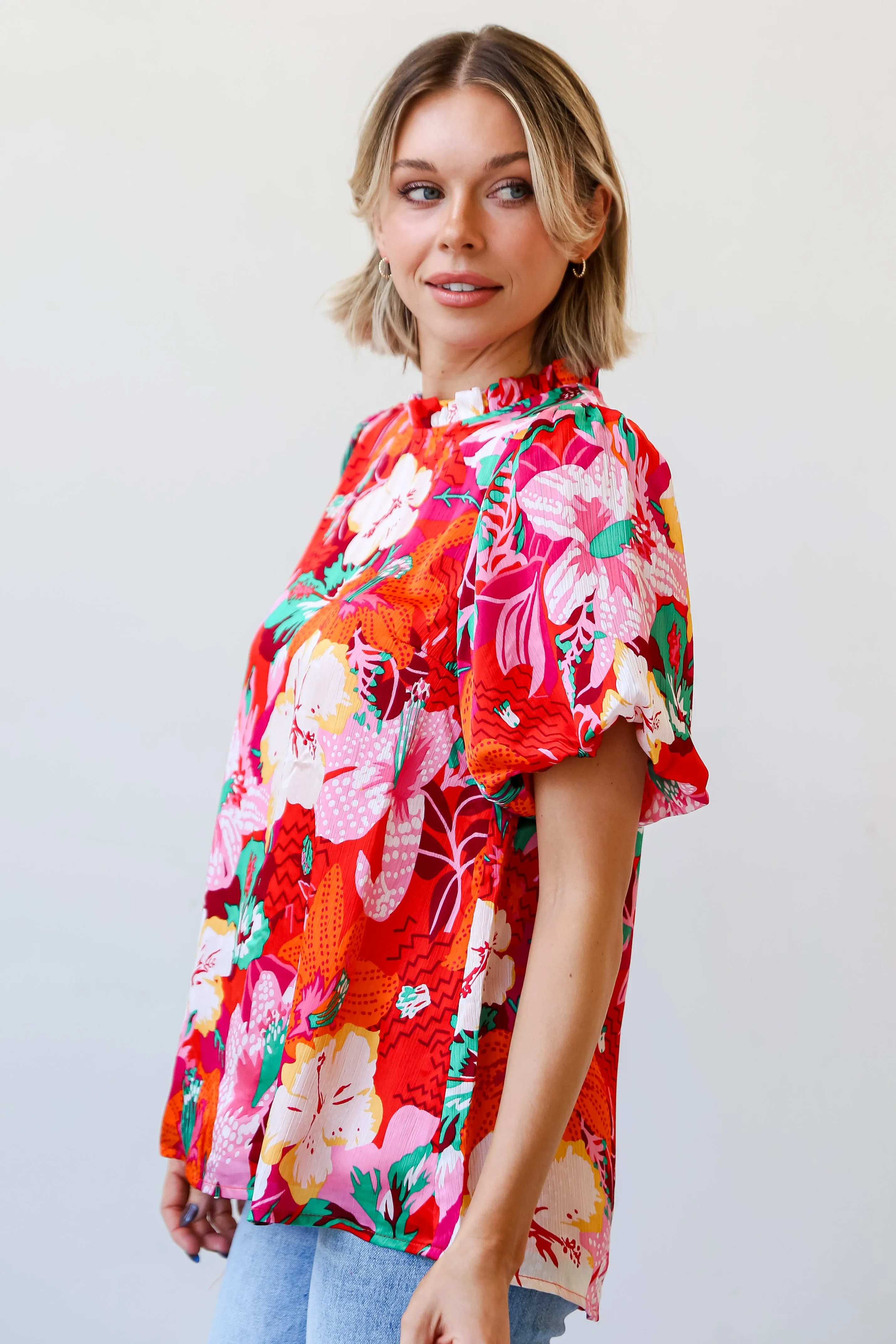 FINAL SALE - Sunny Match Fuchsia Floral Blouse