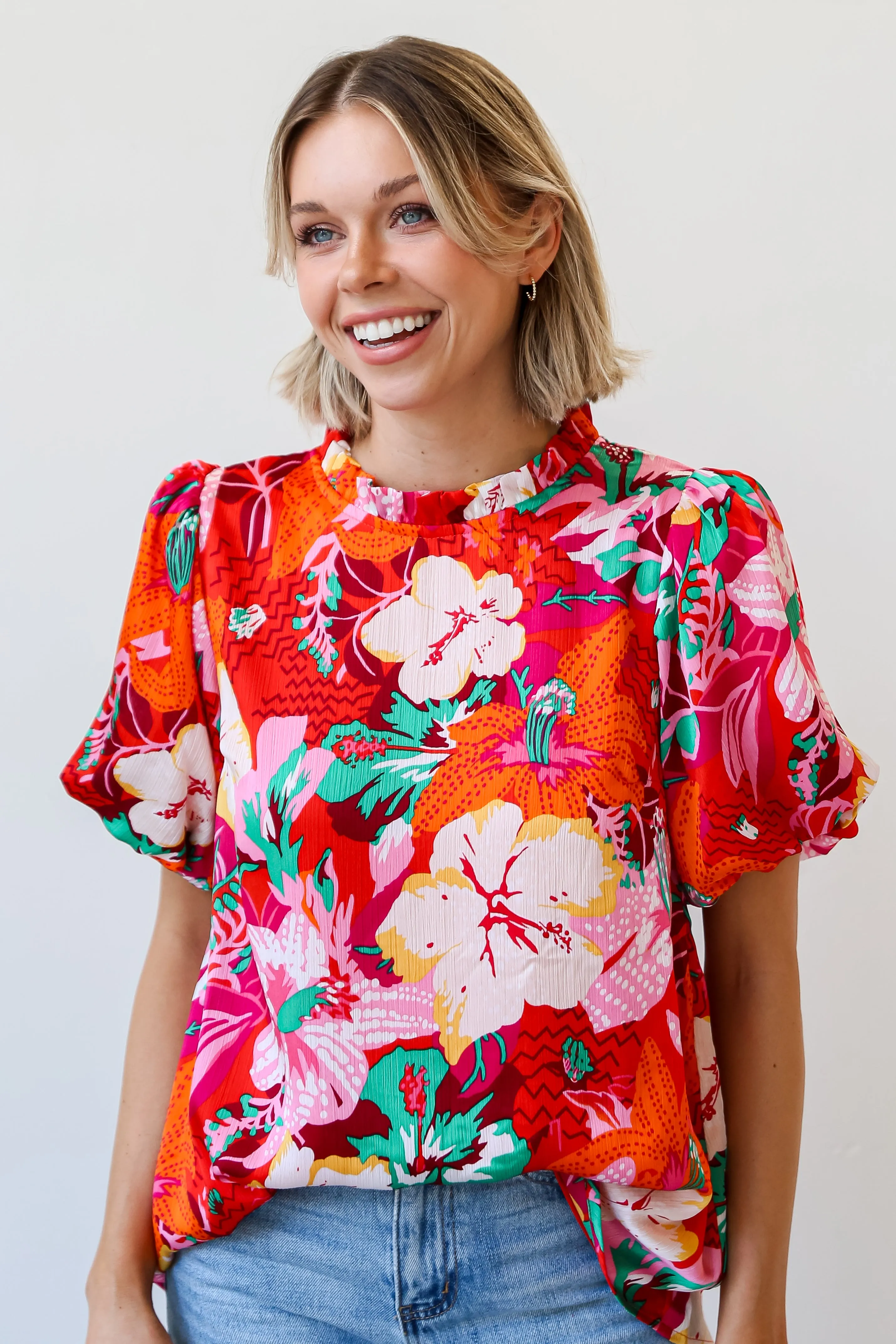 FINAL SALE - Sunny Match Fuchsia Floral Blouse