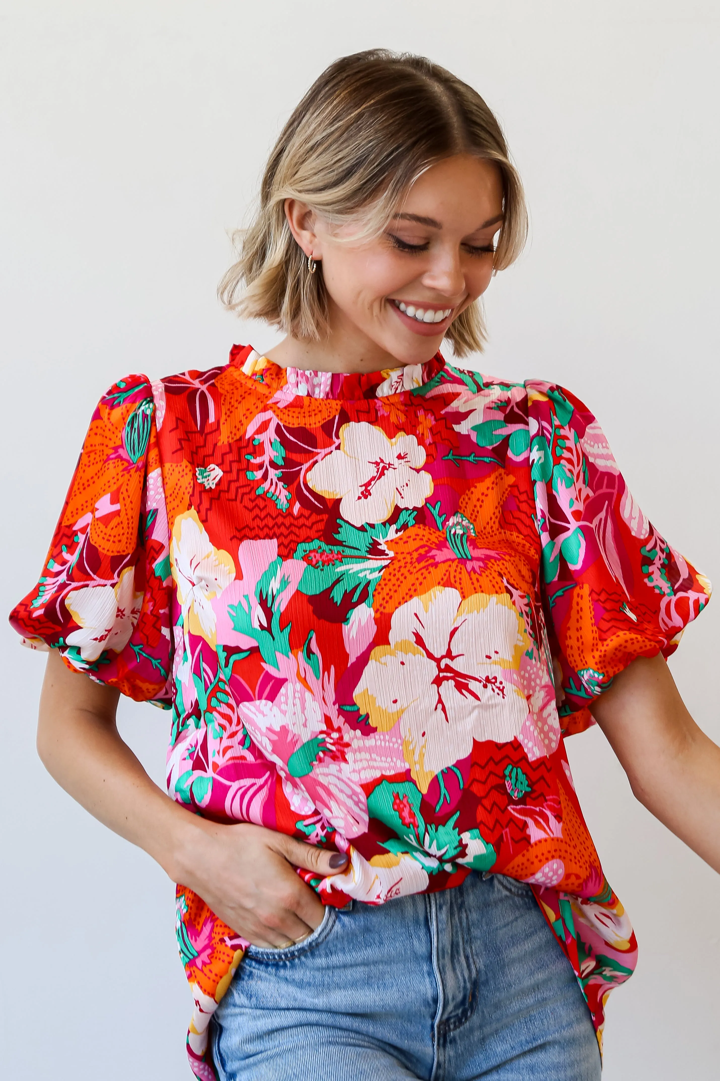 FINAL SALE - Sunny Match Fuchsia Floral Blouse