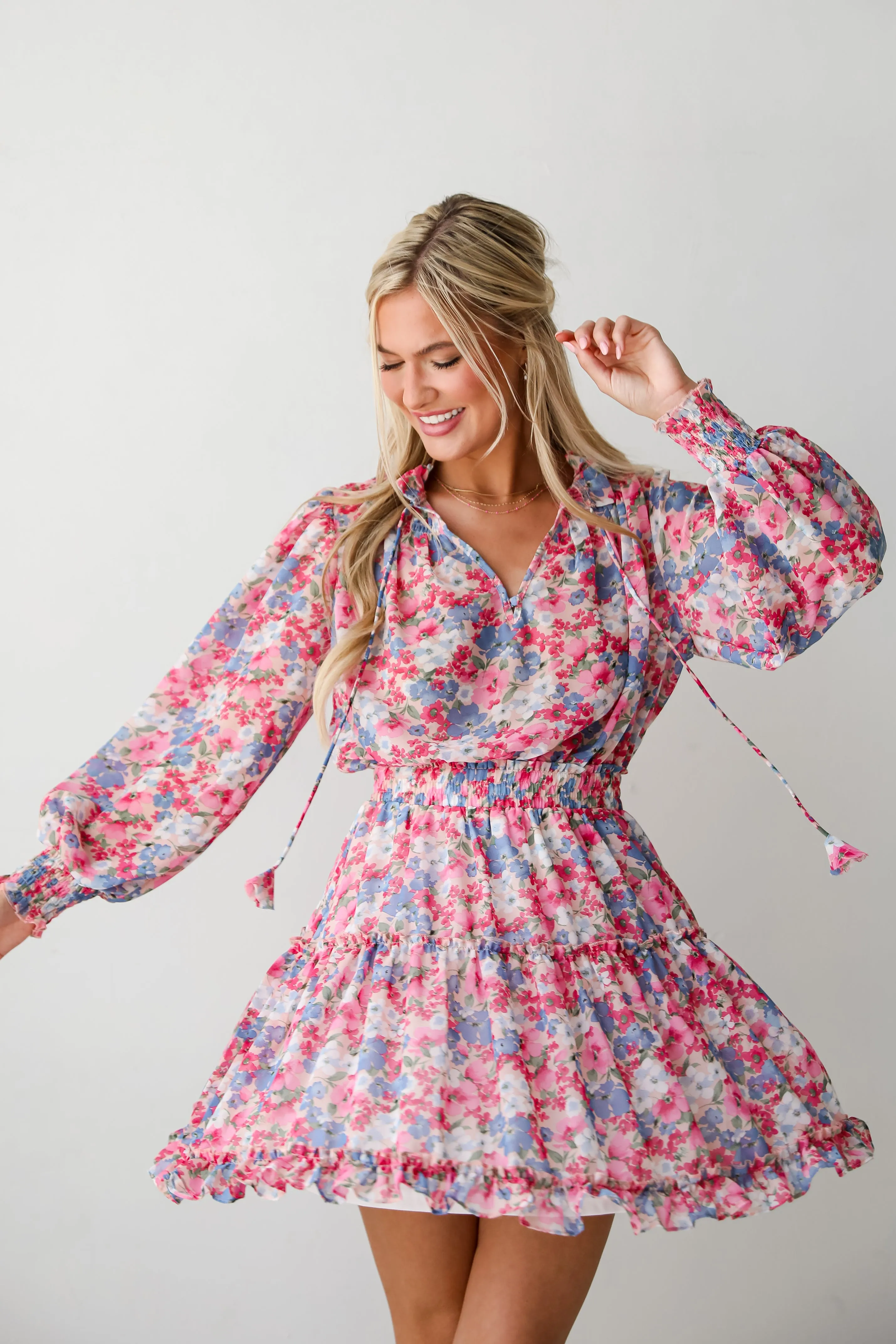 Finest Endeavor Pink Floral Mini Dress