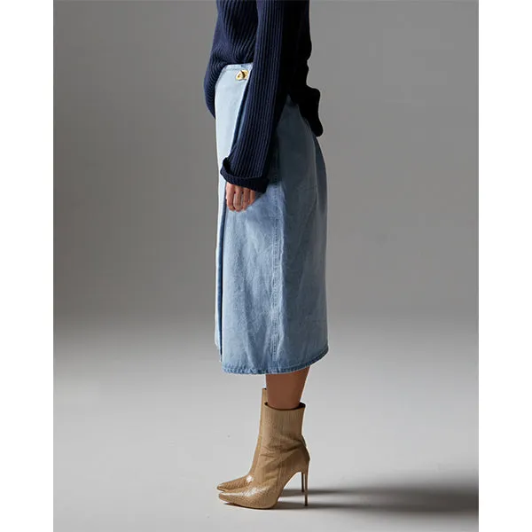 Flight Denim Wrap Skirt - Bleach Wash