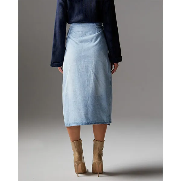 Flight Denim Wrap Skirt - Bleach Wash