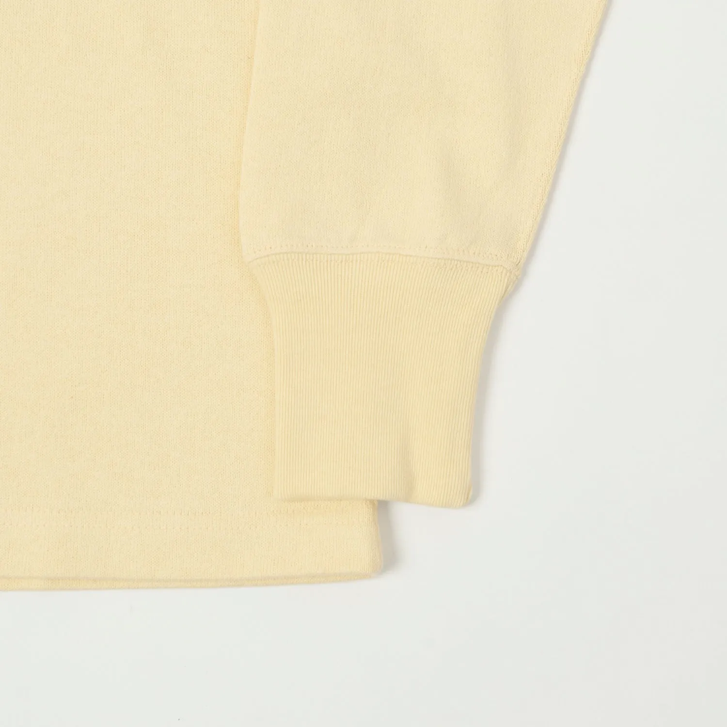 Freewheelers Henley Necked Long Sleeve Shirt - Straw Cream