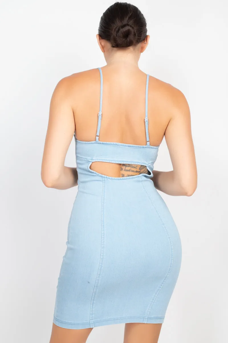 Front Button Cami Denim Dress - 2 colors