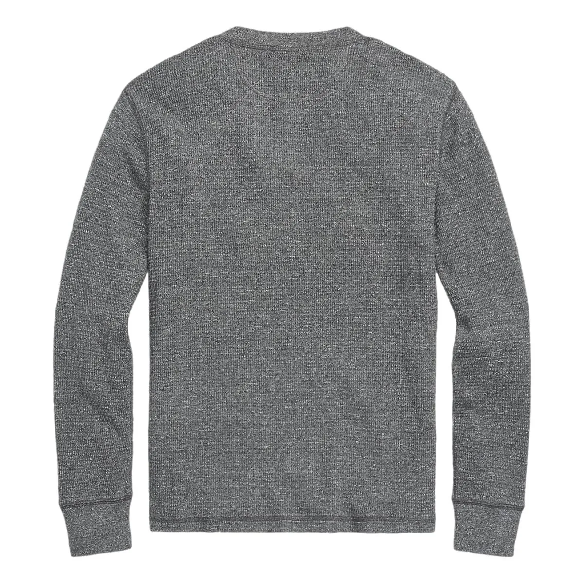 Garment-Dyed Waffle-Knit Henley Shirt Charcoal Heather