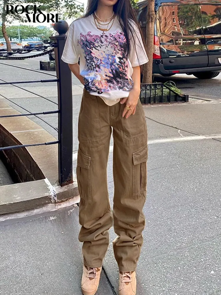 Graduation Gifts Baggy High Waist Jeans Woman 90s Streetwear Straight Cargo Pants Casual Mom Boyfriend Wide Leg Denim Trousers Capri