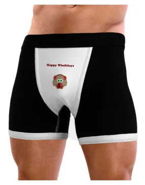 Happy Wholidays Winter Owl With Earmuffs Mens Boxer Brief Underwear