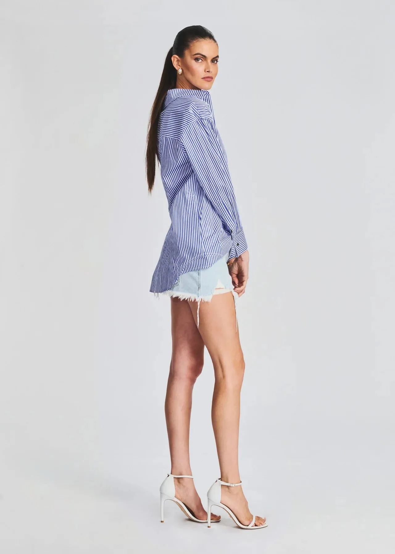 Hefley Oversized Shirt - Royal Blue Stripe