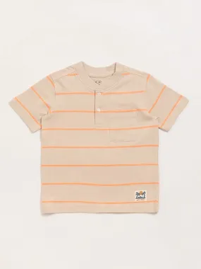 HOP Kids Beige Striped T-Shirt