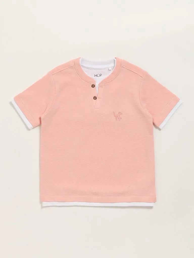 HOP Kids Pink Henley T-Shirt