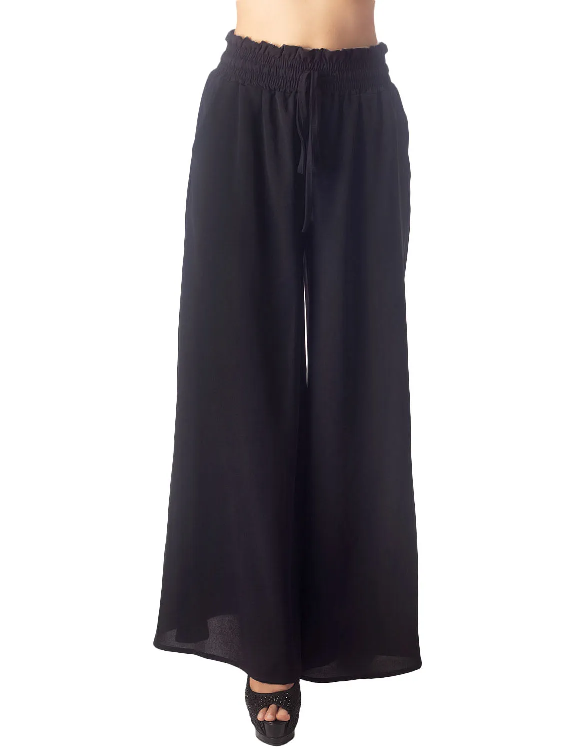 iB-iP Women's Flare Pants Casual Cozy Relaxed High Waist Palazzo Trousers