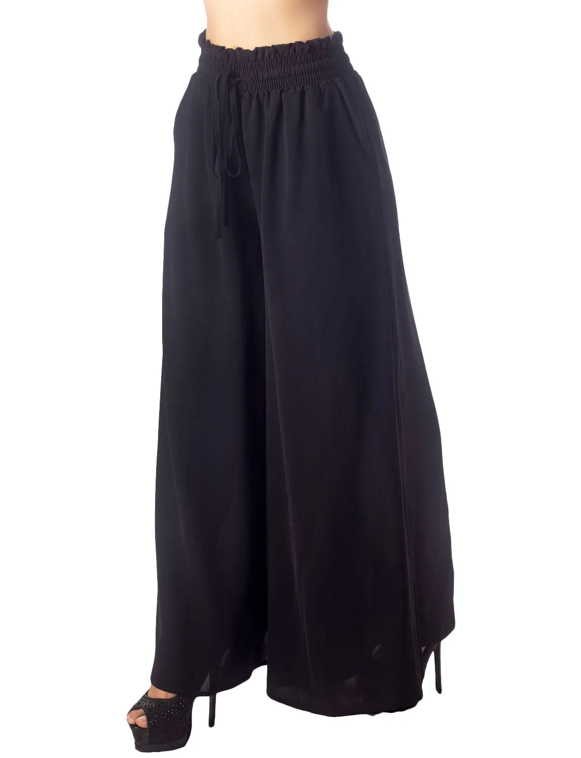 iB-iP Women's Flare Pants Casual Cozy Relaxed High Waist Palazzo Trousers