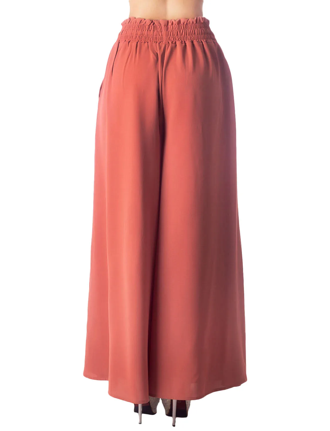 iB-iP Women's Flare Pants Casual Cozy Relaxed High Waist Palazzo Trousers