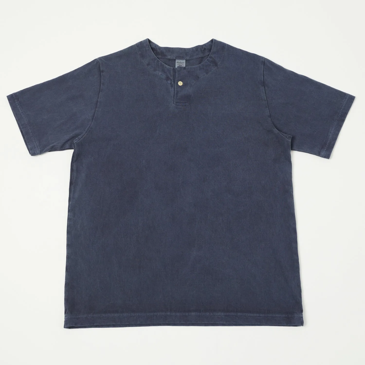 Jackman Pigment Dye Henley Neck Tee - Faded Navy