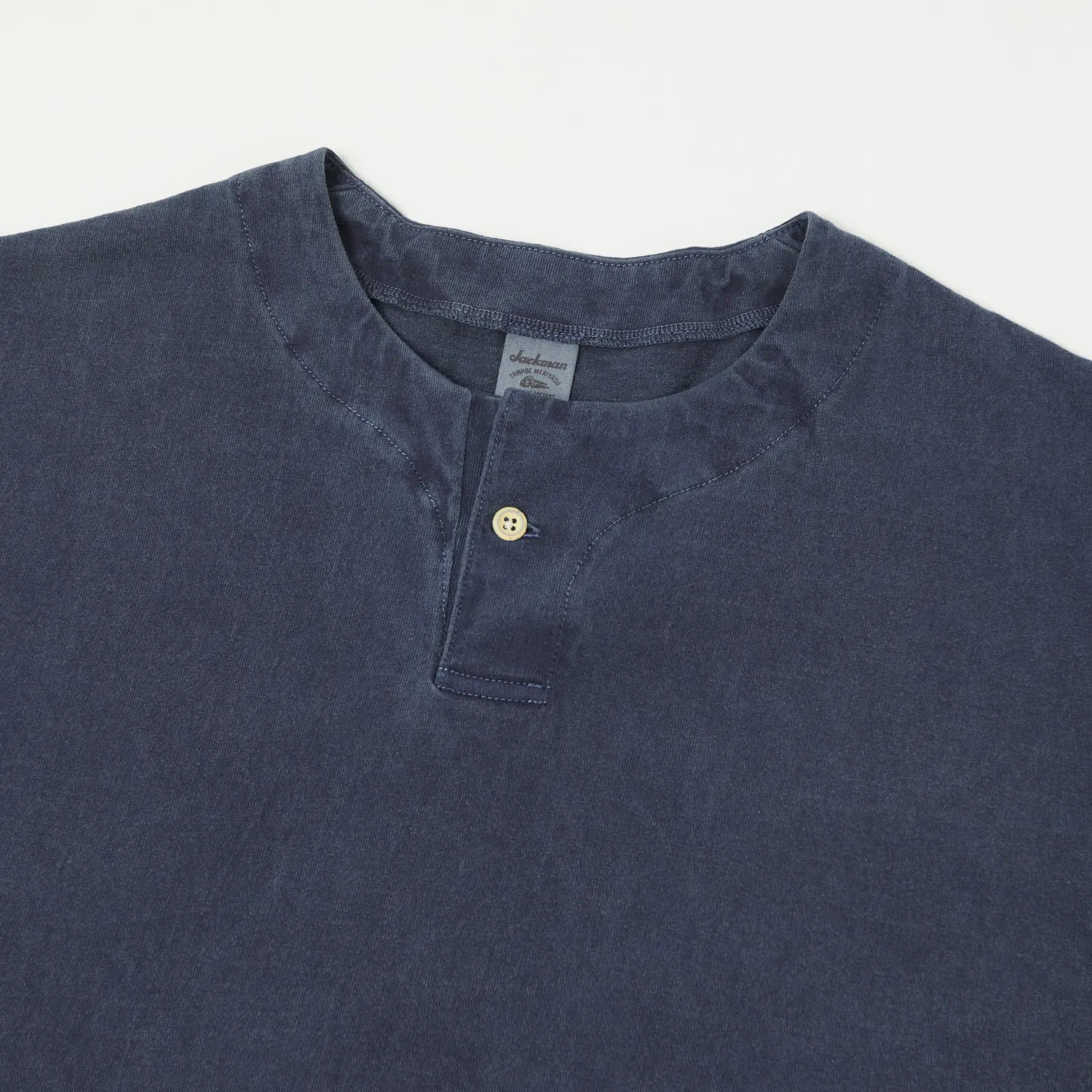 Jackman Pigment Dye Henley Neck Tee - Faded Navy