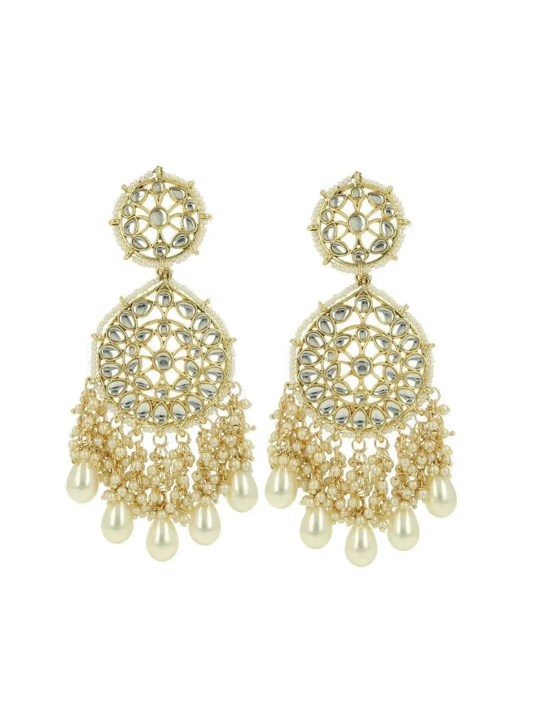 Kundan Chandbali And Pearls Earrings