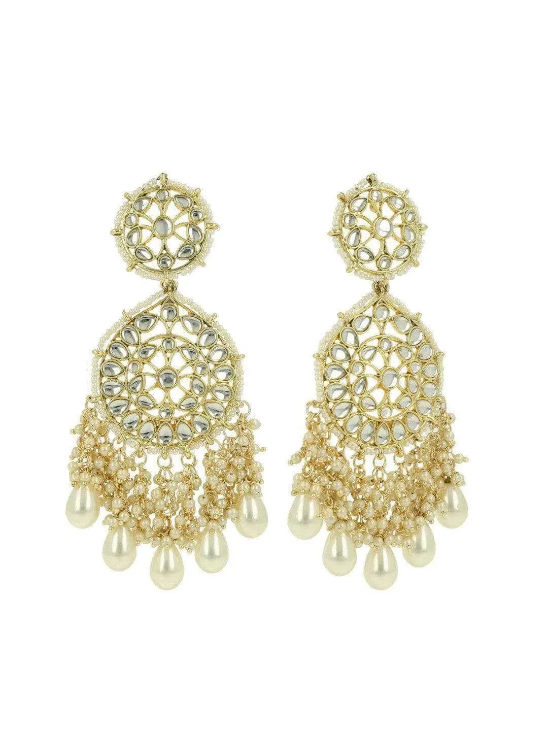 Kundan Chandbali And Pearls Earrings