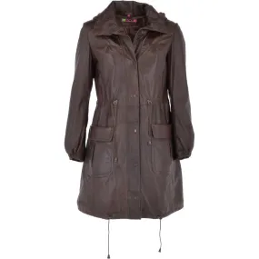 Ladies Long Coat Genius Gillian Duffle Leather Coat