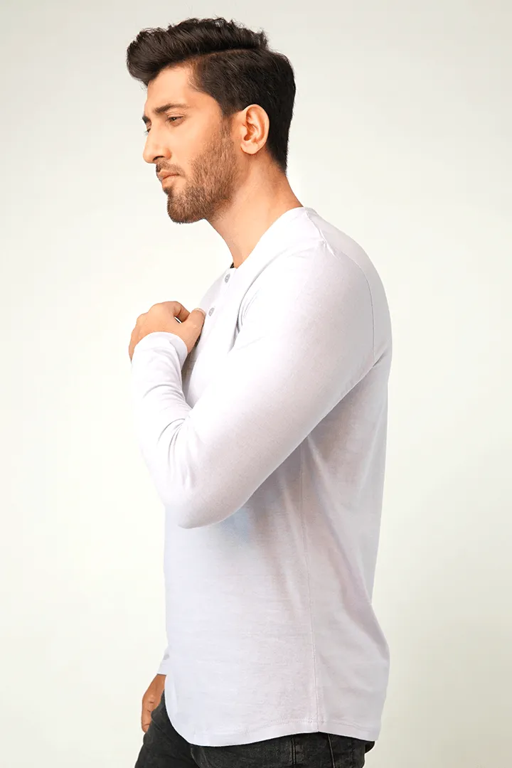 Lavender Full Sleeve Henley T-Shirt