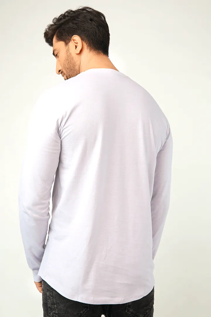 Lavender Full Sleeve Henley T-Shirt