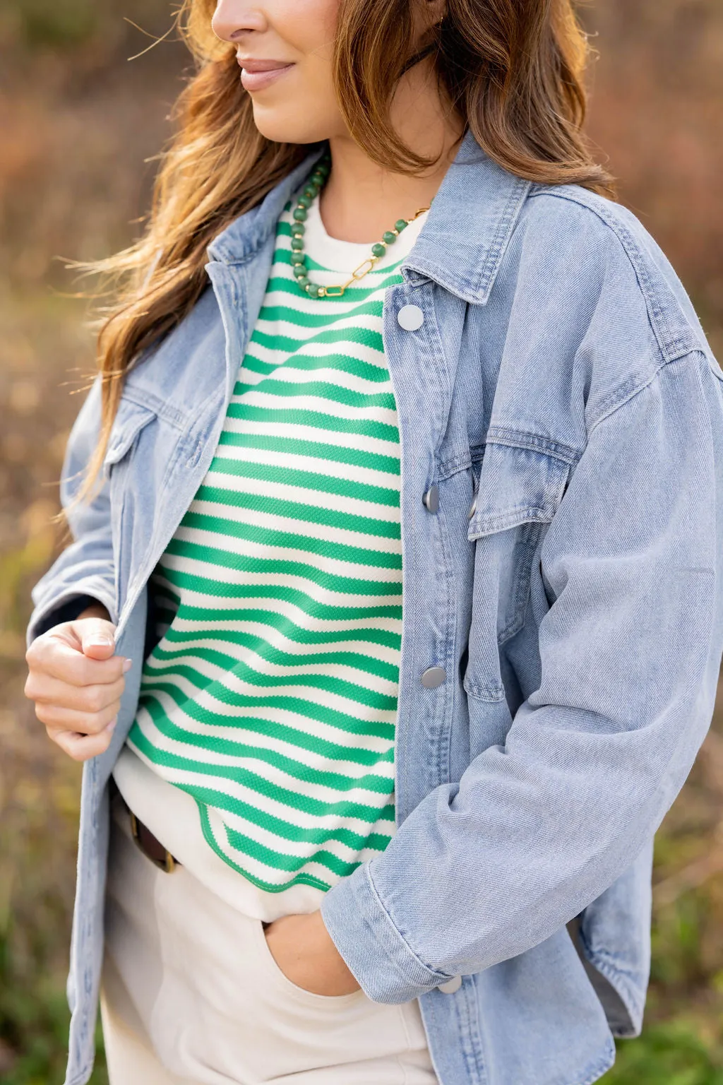 Light Acid Washed Denim Shacket