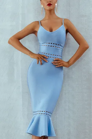 Light Sky Blue Cutout Mermaid Dress