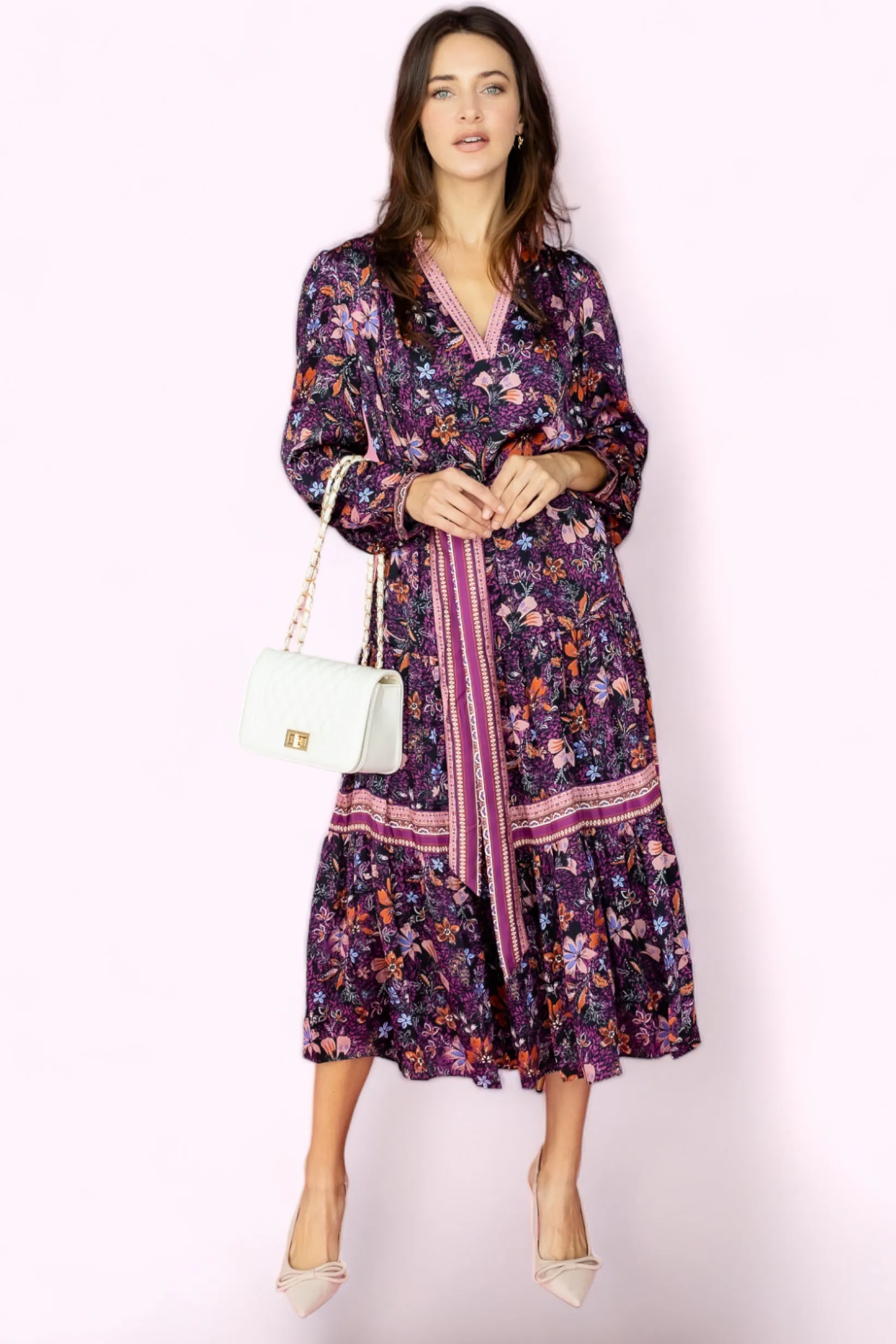 Live in the moment Floral Long Dress With Waist Belt