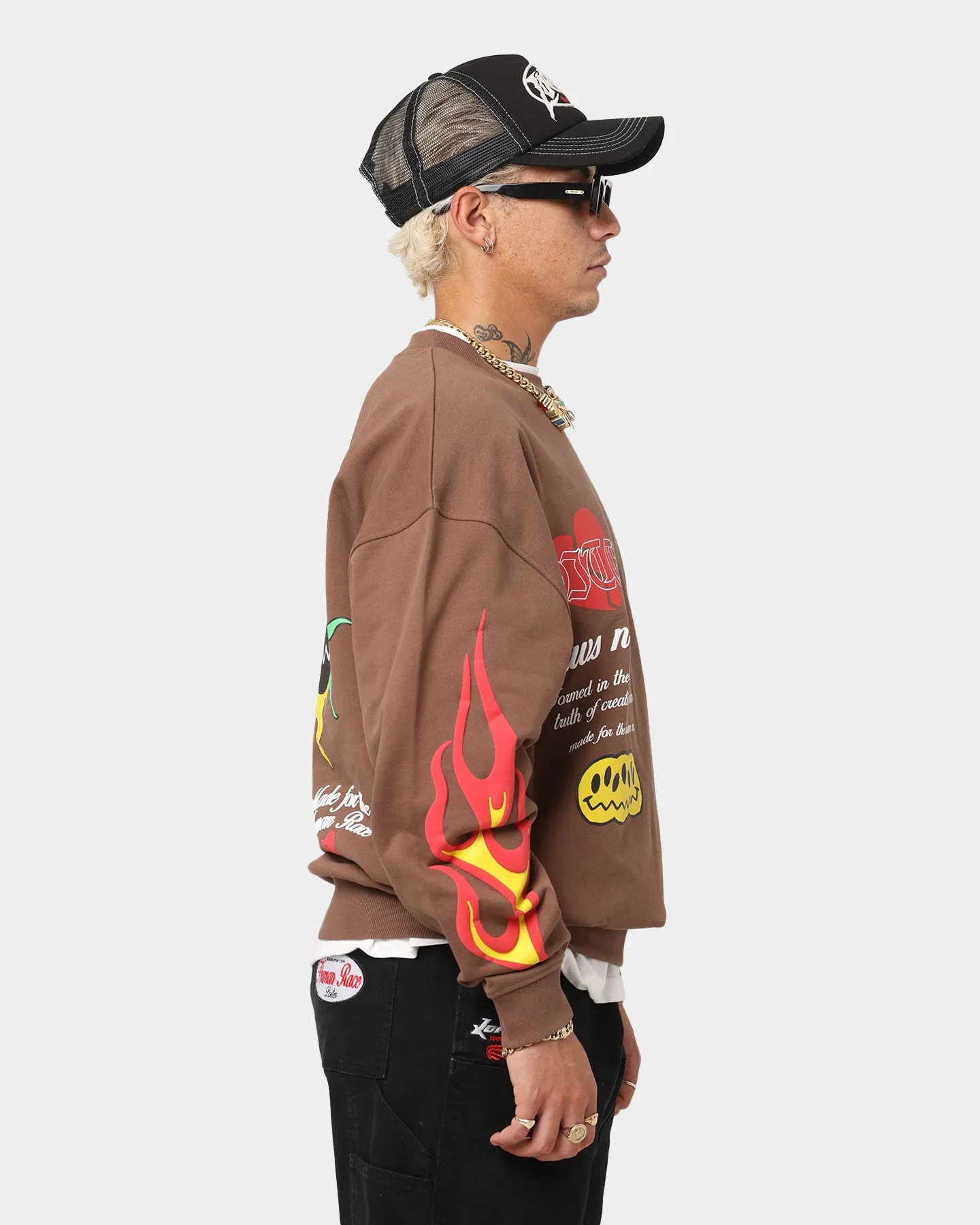 Loiter Freedom Multi Logo Crewneck Brown