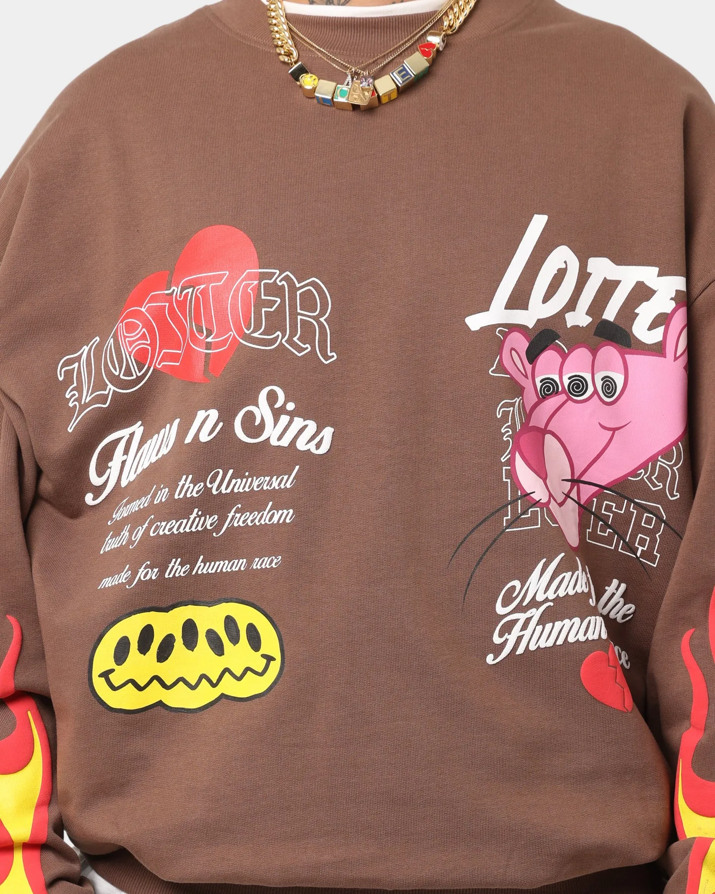 Loiter Freedom Multi Logo Crewneck Brown