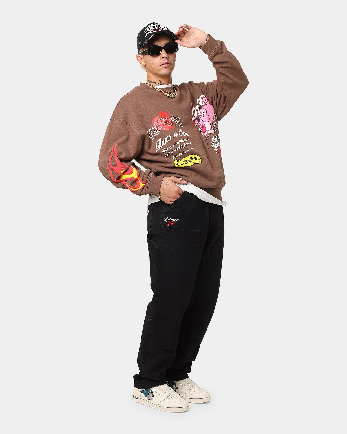 Loiter Freedom Multi Logo Crewneck Brown