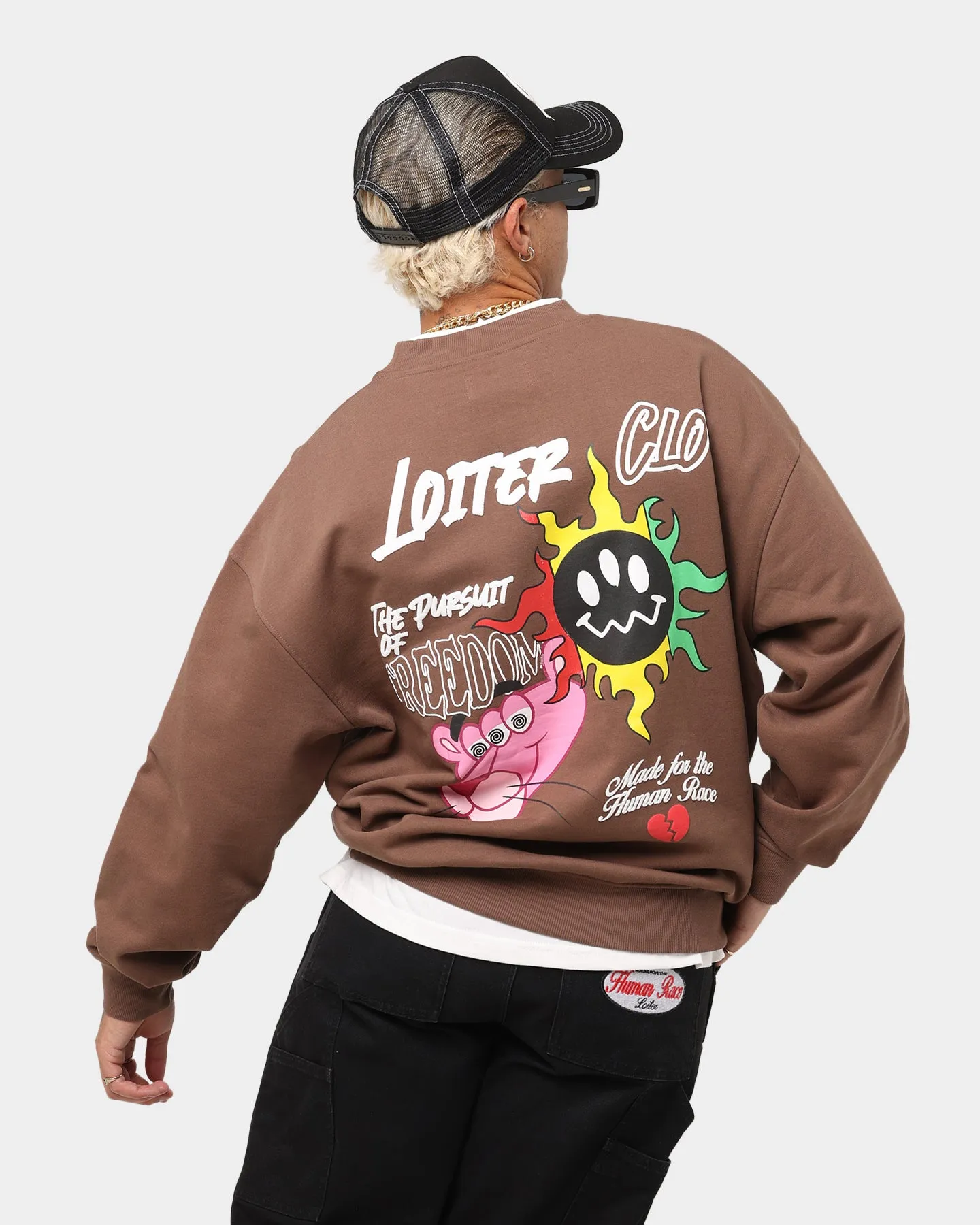 Loiter Freedom Multi Logo Crewneck Brown