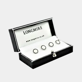 Longmire Sterling Silver Double Circle Black & White Enamel Dress Studs