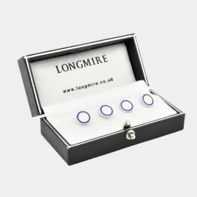 Longmire Sterling Silver Double Circle Blue & White Enamel Dress Studs