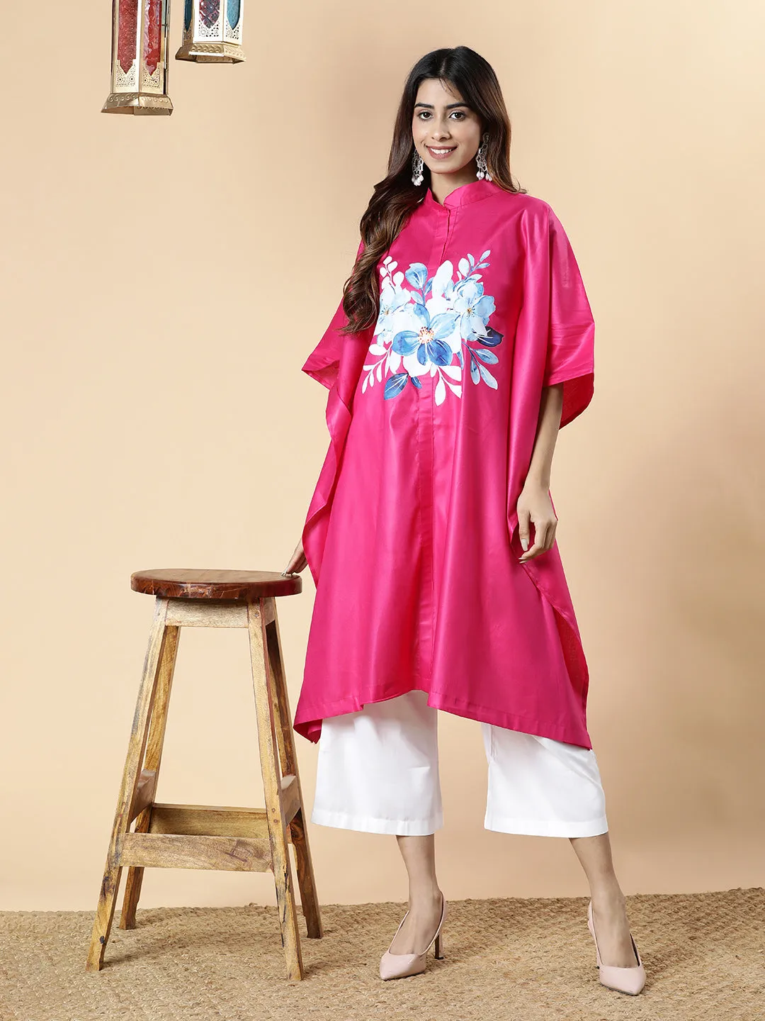 Magenta Rayon MandarinKurta - BlueBlossoms